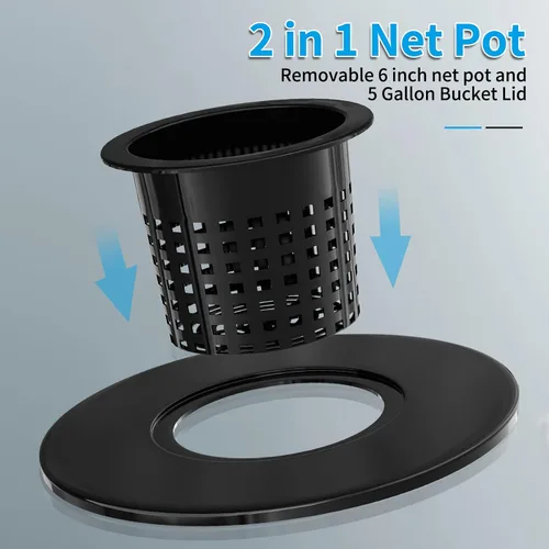 Miniatura 2 de Macetas de red de 6 pulgadas para cubos de 5 galones (paquete de 6), tapas de cesta hidropónicas sin BPA DWC