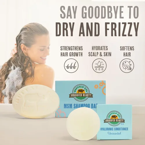 Miniatura 4 de MSM + Tallow Shampoo & Conditioner Bar Set – Sin perfume – Sin sulfato – Sistema de cuidado del cabello sin silicona para un cabello suave, liso