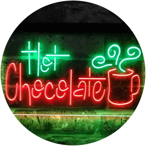 Miniatura 10 de ADVPRO Señal de neón LED de doble color para bebida de chocolate caliente, azul y rojo, 12 x 8 pulgadas st6s32-i3831-br