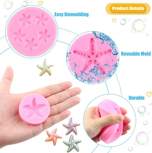 Miniatura 3 de Molde de silicona para fondant de temática marina, molde de silicona para estrellas de mar, mini moldes para hornear para decoración de tartas