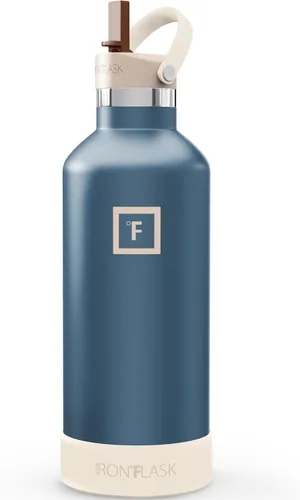 Miniatura 37 de IRON °FLASK Botellas de agua de campamento/senderismo, 3 tapas (estrecha con popote), sin fugas, aisladas al vacío, acero inoxidable de doble pared