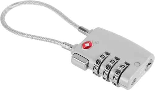Miniatura 9 de Paquete de 5 cerraduras TSA para equipaje, aprobadas por la TSA, combinación de 3 dígitos, candados de viaje de la TSA, candados de cable Plateado