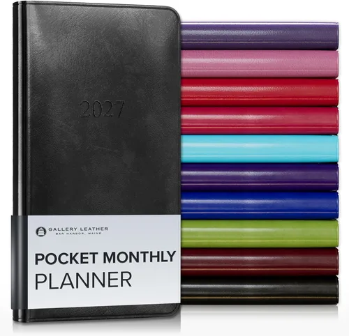 Miniatura 85 de Gallery Leather Agenda Mensual Grande 2025-2026, Elegantemente Encuadernada Planificador de Calendario y Cuaderno con Elegantes Bordes Dorados, 18