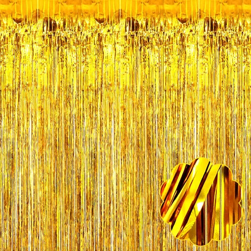 Paquete de 8 Cortinas de Flecos de Oropel Metálico, 3.28 pies x 8.2 pies, serpentinas metálicas para cabina de fotos, cumpleaños, bodas, Navidad,