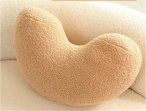 Miniatura 3 de Almohada de suelo irregular con diseño de flores, cojín decorativo para sofá, almohada de lectura para automóvil (café con leche, 19.6 pulgadas)