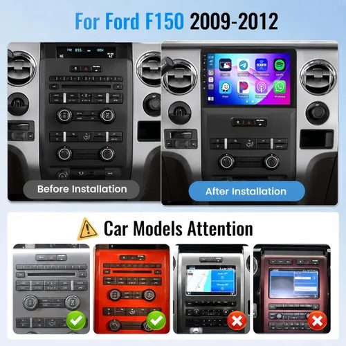 Miniatura 2 de Estéreo de coche Android 15 para Ford F150 2009-2012, Qualcomm 8-Core 4GB+64GB, pantalla táctil QLED de 9 pulgadas, 1280P QLED, CarPlay inalámbrico