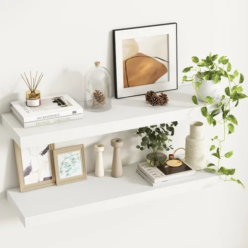 Miniatura 19 de Fun Memories Estantes flotantes – Estante de pared de 9.3 pulgadas de profundidad para decoración y almacenamiento – Estantería de exhibición