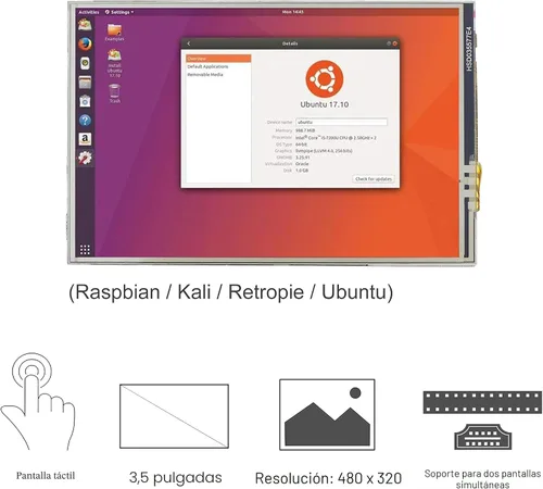 Miniatura 2 de para Raspberry Pi 3 B+ Pantalla táctil de 3.5 pulgadas con estuche, monitor TFT LCD de 320x480 píxeles