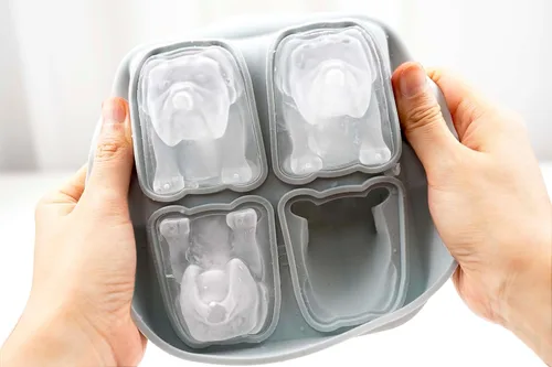 Miniatura 4 de Moldes para cubitos de hielo con forma de perro Bulldog de 4 cavidades, de silicona reutilizable con embudo para whisky, cócteles, regalos