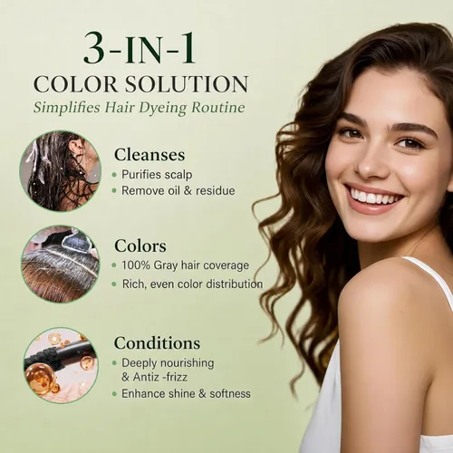 Miniatura 4 de Champú de tinte para cabello negro para cabello gris, champú instantáneo de color de cabello, champú de larga duración, champú para cabello negro