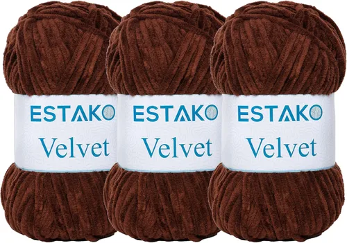 Miniatura 50 de Estako Manta de felpilla de terciopelo amigurumi para tejer y tejer, súper voluminosa, 3.53 oz (132 yardas) (1710 - naranja)