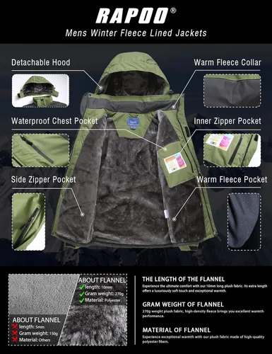 Miniatura 3 de Chaqueta de esquí de invierno para hombre, chaqueta de lluvia impermeable a prueba de viento