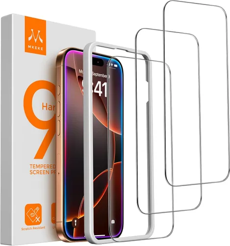 Miniatura 11 de Mkeke - Protector de pantalla para iPhone 11/XR, paquete de 3 unidades de vidrio templado [dureza 9H] [marco de fácil instalación] [tacto sensible]