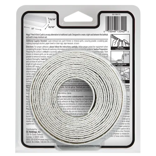 Miniatura 2 de Magic Tira de pelar y calafatear para tina y pared, crea un sellado hermético entre la bañera y la pared para mantener la humedad fuera, 1-5/8