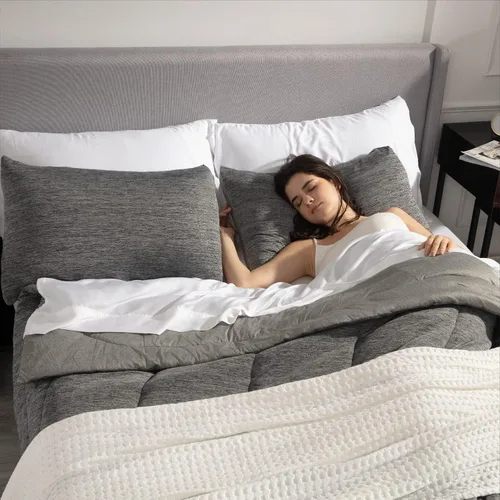 Miniatura 353 de Bedsure Juego de edredón Twin/Twin XL, ropa de cama suave beige para todas las estaciones, juego de cama teñido catiónico, 2 piezas, 1 edredón