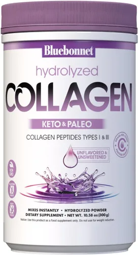 BlueBonnet Nutrition - Colágeno hidrolizado en polvo, apoya el cabello, la piel y las uñas*, sin soja, sin gluten, sin OMG, vacas alimentadas con