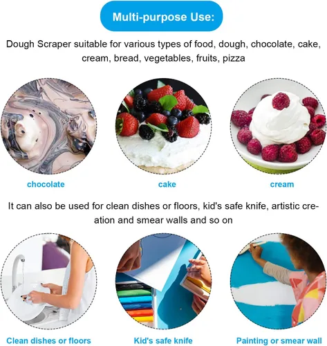 Miniatura 3 de Patelai 2 piezas de raspador de tazón, raspador de banco de masa, espátula flexible para hornear, juego de cocina versátil, multiusos, curva