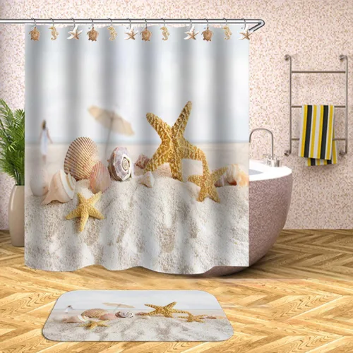 Miniatura 2 de YUKUNTANG Seashell - Ganchos para cortina de ducha, 12 piezas de anillos de cortina de ducha de resina decorativa antioxidante para baño, Concha