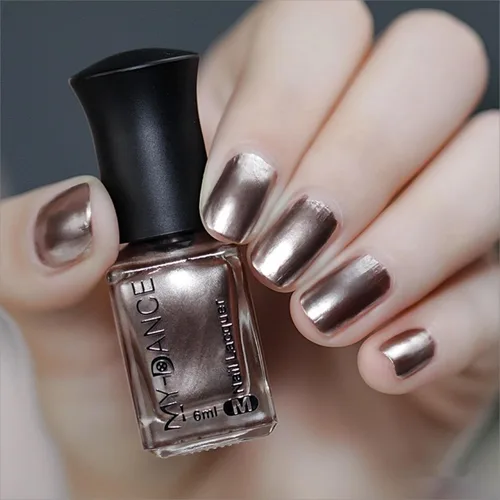 Miniatura 19 de Esmalte de Uñas Dorado Champán con Efecto Espejo Metálico, Laca de Uñas Brillante de Secado Rápido y Larga Duración, Cromo para Manicura DIY