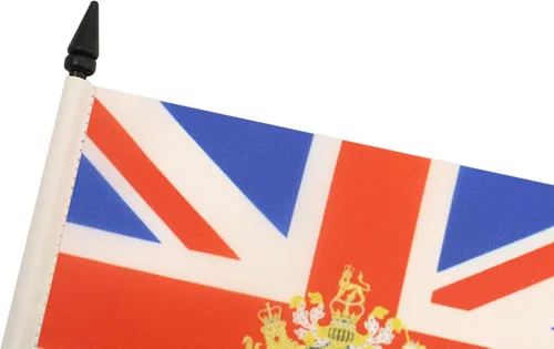Miniatura 4 de United Kingdon Coat of arms Table Flag 5'' x 8'' - UK - British - England Desk Flag 21 x 14 cm - Black plastic stick and base - AZ FLAG Escudo