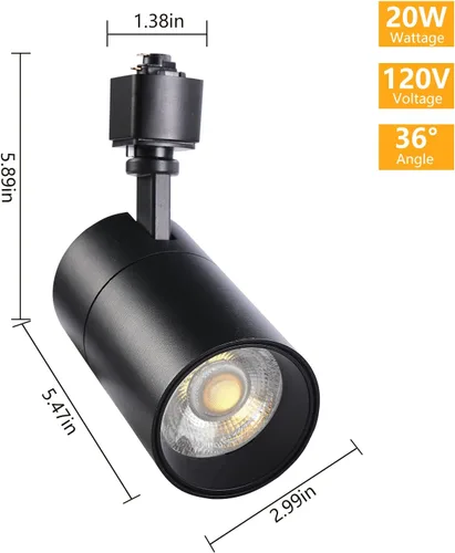 Miniatura 7 de VANoopee Cabezales de iluminación de pista de 3 colores en 1 de 20 W H, regulables, sin parpadeo, accesorios de iluminación LED brillantes para Negro