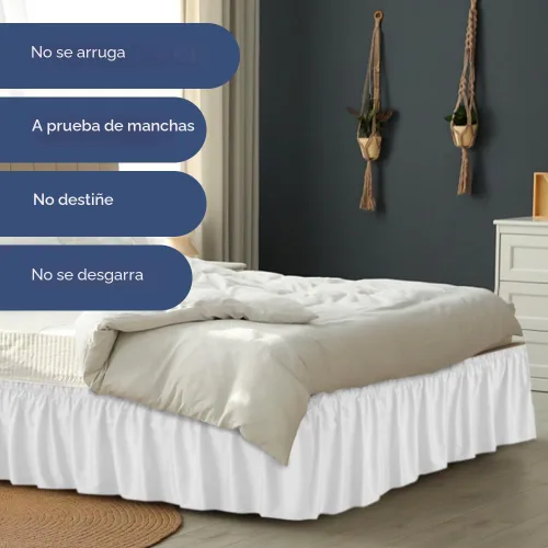 Miniatura 5 de Falda de cama envolvente con volantes, color blanco, para camas de tamaño Queen con altura de 38 cm CGK Linens - Falda de cama plisada con tela