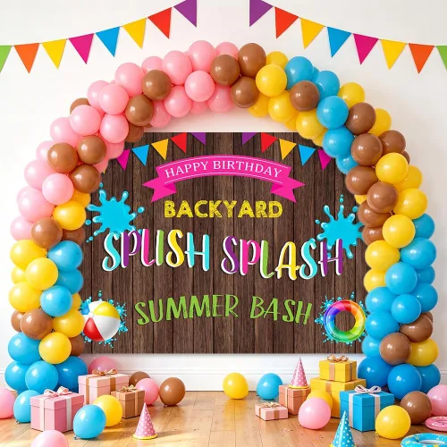 Miniatura 5 de Fondo de fiesta de verano de 7 x 5 pies para fiesta de piscina para cumpleaños, fiesta de verano, patio trasero, piscina, fiesta, decoración