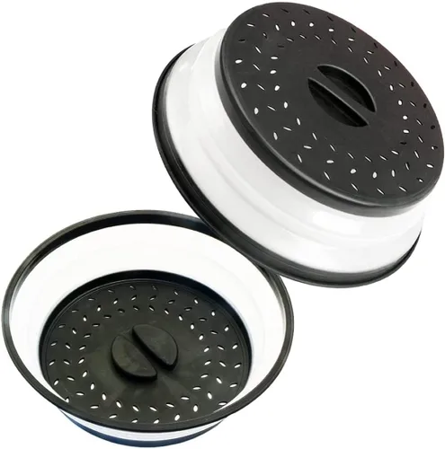 Miniatura 2 de Cubierta para placa de microondas de 10.5 pulgadas, redonda, ventilada, plegable, a prueba de salpicaduras con mango de fácil agarre, apta