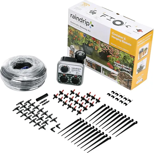 Raindrip R560DP Sistema de riego por goteo, sistema de riego por goteo automático con temporizador para maceteros y canastas colgantes, riega hasta