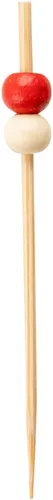 Miniatura 2 de Restaurantware Pinchos de comida de 2.8 pulgadas, 100 palitos de canapé con cuentas, resistentes, desechables, color rojo y crema, púas de madera