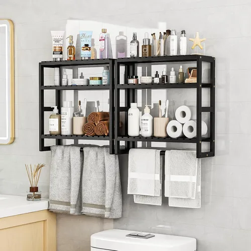 Miniatura 10 de Galood Organizador de Almacenamiento Sobre el Inodoro Estantes de Baño Montados en la Pared Organizador de Rincón de 3 Niveles Ahorro de Espacio