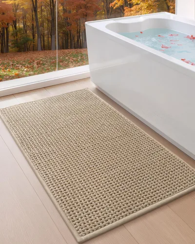 Miniatura 12 de Color&Geometry Alfombras de baño con parte trasera de goma, antideslizante, lavable a máquina, alfombra bohemia de felpilla suave y absorbente