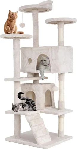 Miniatura 11 de Árbol para gatos de 54 pulgadas, torre de escalada para gatos con poste rascador, casa para gatos con percha, árbol para gatitos, condominio