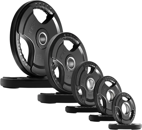 Miniatura 9 de RitFit Weight Plates for Barbell, 2-Inch Olympic Rubber Grip Plates for Weightlifting and Strength Training in Home & Gym, Single, Pair and Sets