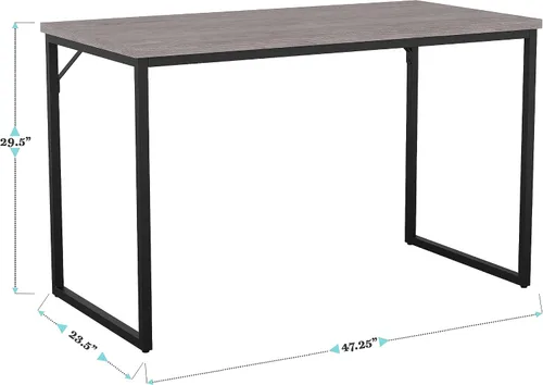 Miniatura 3 de Martha Stewart Noah Home Office Parsons Escritorio en grano de madera gris con marco de metal de bronce aceitado