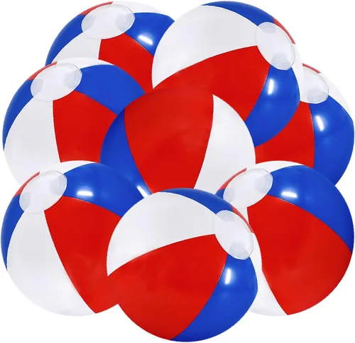 Miniatura 6 de The Dreidel Company Pelotas de playa patrióticas inflables con diseño de bandera de Estados Unidos para fiesta de piscina, cumpleaños, juguete