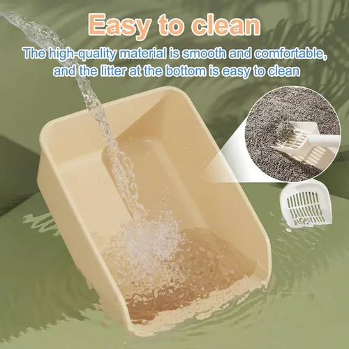 Miniatura 6 de Caja de arena para gatos con lados altos, antisalpicaduras para gatos de interior, cajas de arena para gatos de entrada baja (blanco)