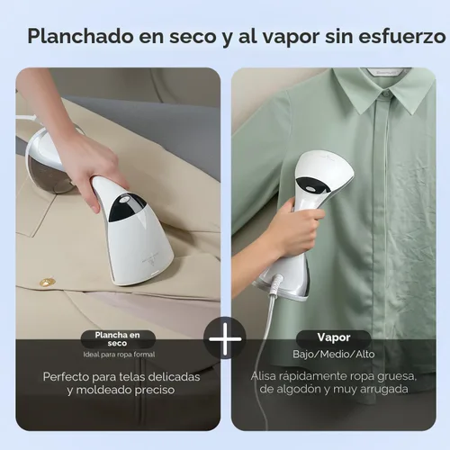 Miniatura 6 de Vaporizador para Ropa, Calentamiento de 20S, 1500W y 3 Configuraciones de Vapor, Suela de Cerámica con 13 Ventilaciones, Plancha de Ropa 2-en-1