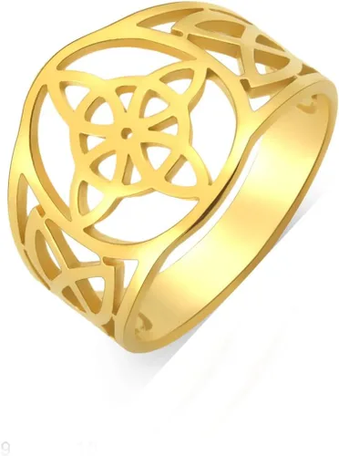 Miniatura 14 de UNIFT Anillo de nudo de bruja para mujer, acero inoxidable, celta, cuaternario, Wicca, estilo geométrico, anillo de nudo de brujería, amuleto