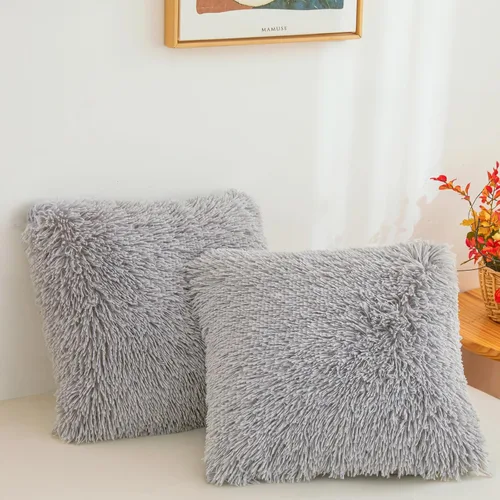 Miniatura 33 de Besfunny Juego de 2 fundas de almohada de pelo sintético negro, mullidas y peludas para decoración de dormitorio, fundas de almohada negras suaves