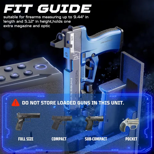 Miniatura 8 de AirWire Caja fuerte para pistola, caja fuerte de pared para 4 pistolas de acceso rápido, huellas dactilares, acceso con llave, código de clavija