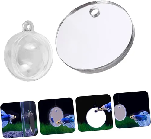 Miniatura 7 de Espejo flotante de pecera Betta con espejo acrílico y cuerda para ejercicio Betta y decoración de acuario pequeño, 1.57 x 1.57 x 0.19 pulgadas