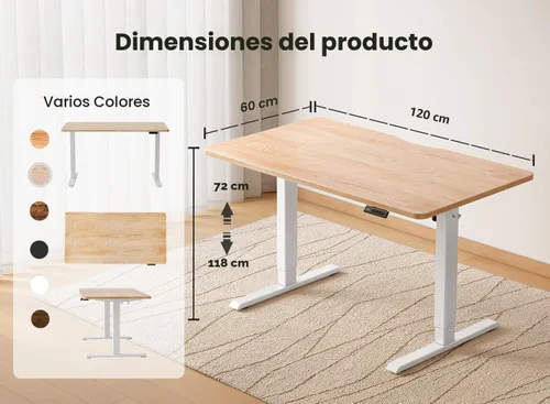 Miniatura 2 de BANTI Escritorio de pie de 48 × 24 pulgadas, ergonómico, altura eléctrica ajustable, para sentarse y ponerse de pie, escritorio de oficina para Arce