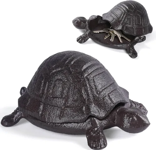 Miniatura 11 de Notakia Ocultador de llaves de tortuga de hierro fundido para decoración de jardín, ocultar un llavero para llaves, joyas y baratijas, caja