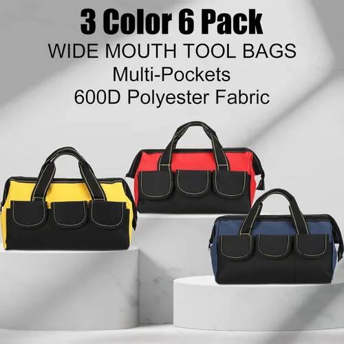 Miniatura 4 de Silkfly 6 piezas bolsa de herramientas para hombres y mujeres, bolsa de herramientas resistente con fondo duro impermeable, múltiples bolsillos