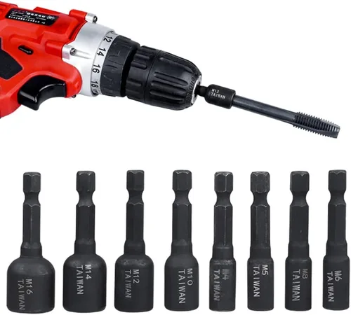 Juego de 8 llaves de vaso de llave de máquina, adaptador de enchufe de destornillador de aire de vástago hexagonal de 1/4 pulgadas, adaptador de