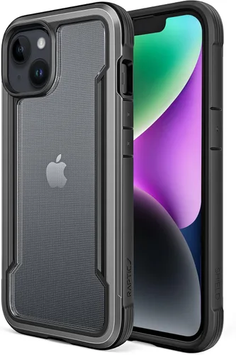 RAPTIC Shield para iPhone 14, funda protectora transparente a prueba de golpes, grado militar, probada en caídas de 10 pies, marco de aluminio