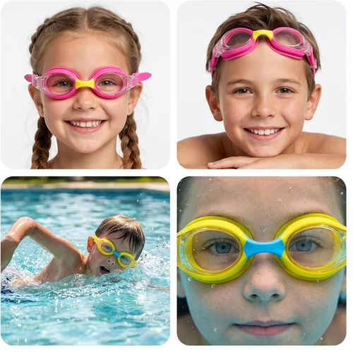 Miniatura 7 de 2 Pack Kids Swim Goggles for Toddlers 6-14(8-12), Anti-Fog UV Protection No Leak Swimming Glasses for Boys Girls Rosa y amarillo
