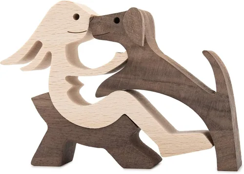 Miniatura 19 de ISHINE Wood Decor Wooden Statue Man and Dog Figurine Handmade Carved Creative Home Office Gift for Men Women Accents Decoration Natural ECO Friendly
