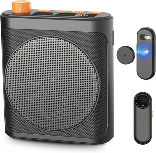 Amplificador de voz Micrófono inalámbrico con Lavalier magnético, amplificador de voz Bluetooth para profesores con 2 micrófonos, micrófono portátil